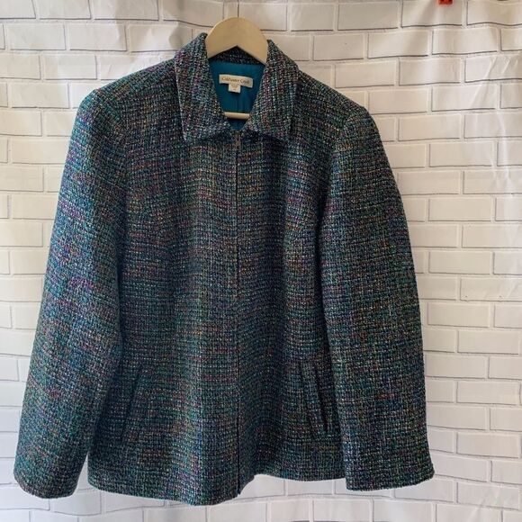 Coldwater Creek Multicolor Woven Jacket Sz 14 - Picture 1 of 3